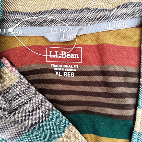 Men's L.L.Bean Comfort Stretch Piqu Stripe 1/4 Zip Pullover 514027 Sweater XL - Picture 3 of 5